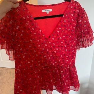 Madewell red blouse